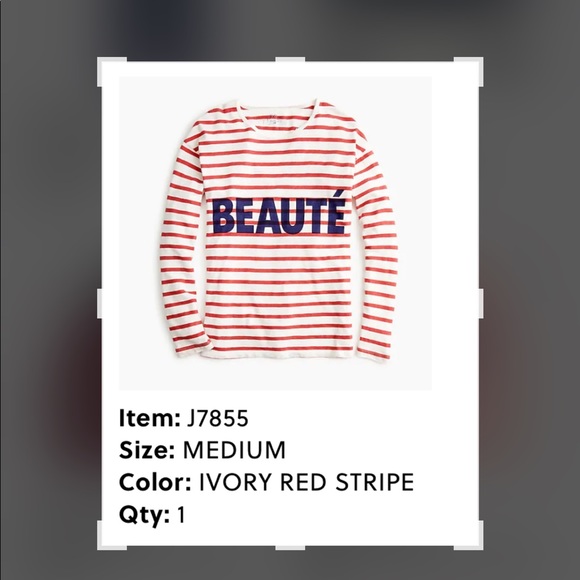 JCrew Red & Ivory Striped T Size M - Picture 4 of 4